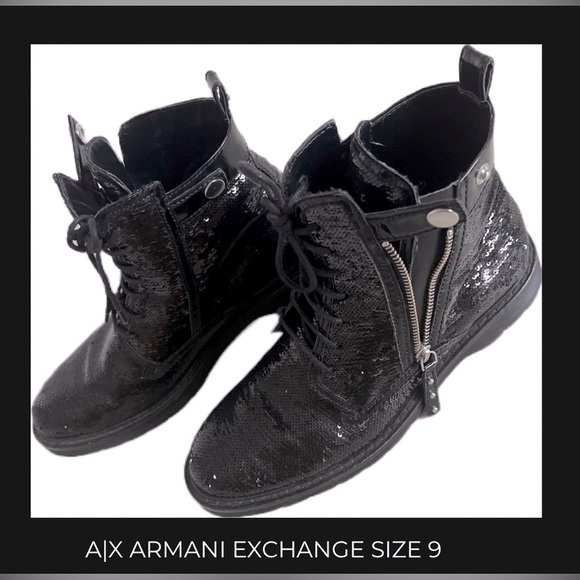 Armani Exchange Shoes - Sequin Armani Exchange sparkled Ankle Boots size 9 black